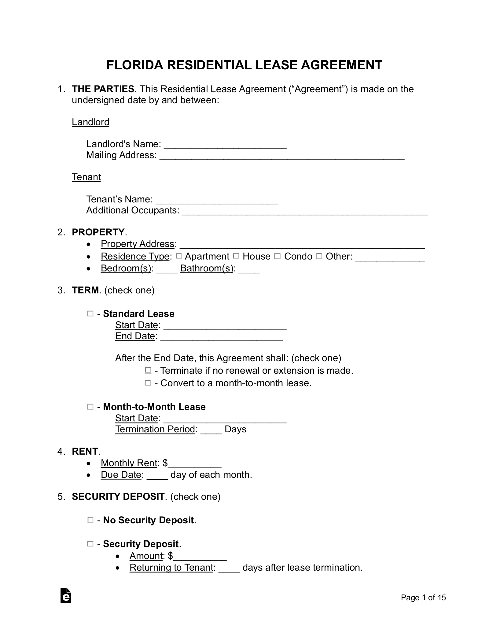 Free Printable Lease Agreement Template