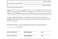 Free Motorcycle Bill Of Sale Form PDF Word
