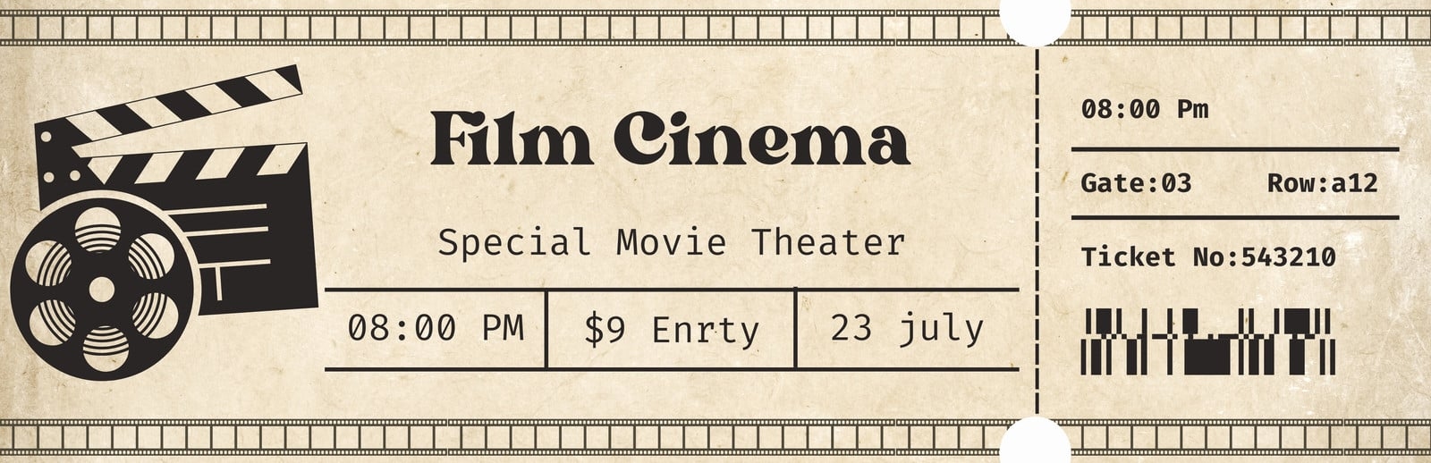 Printable Blank Movie Ticket Template