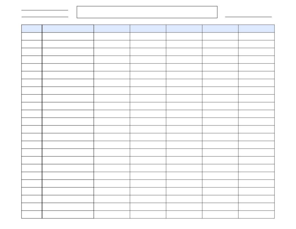 Free Printable Blank Spreadsheet Template PDF Included 