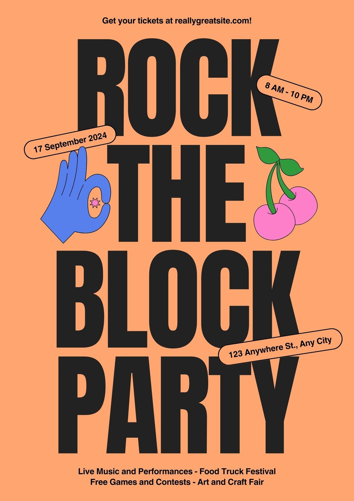 Free Printable Block Party Flyer Template Canva