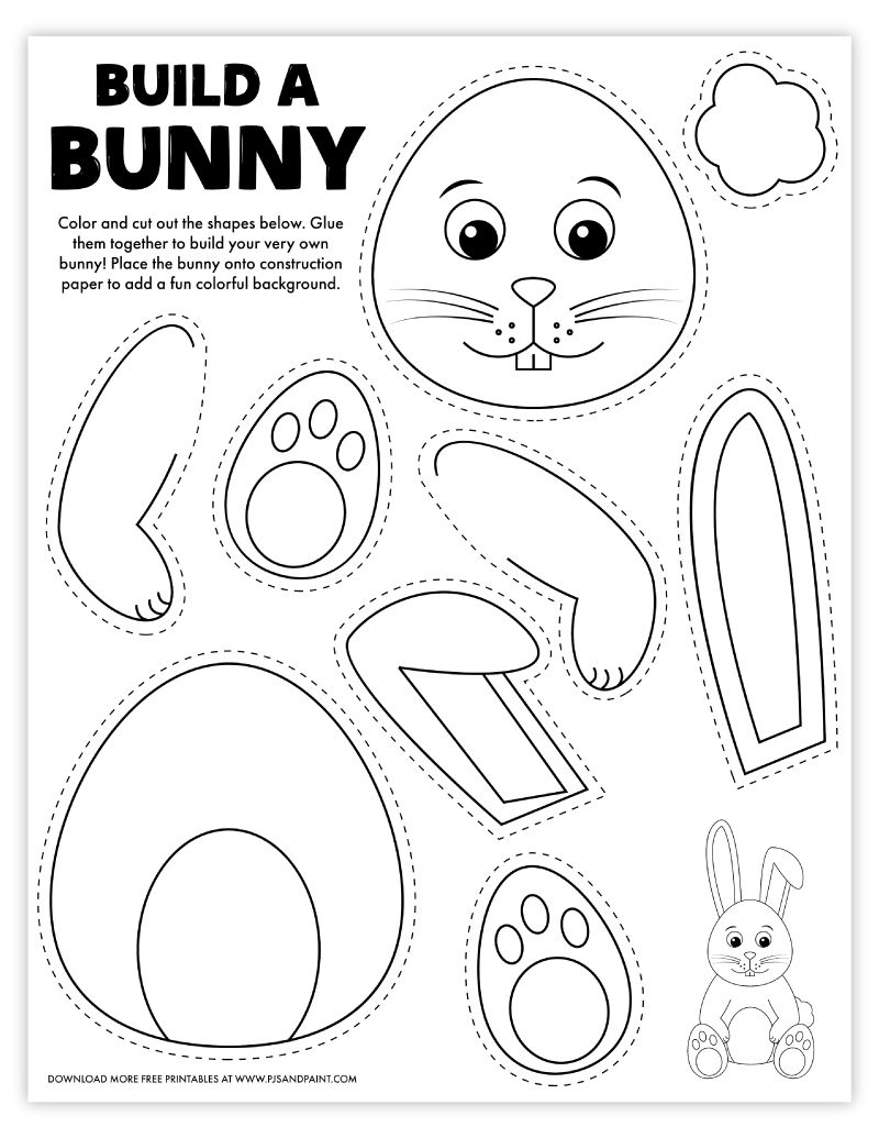 Free Printable Build A Bunny Coloring Page