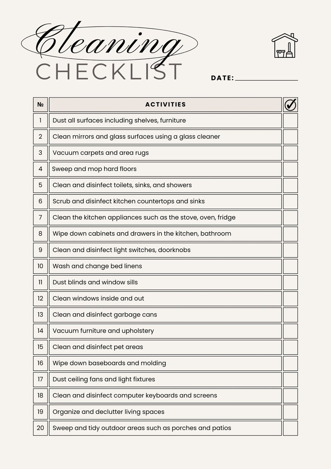 Free Printable Cleaning Checklist Templates Canva