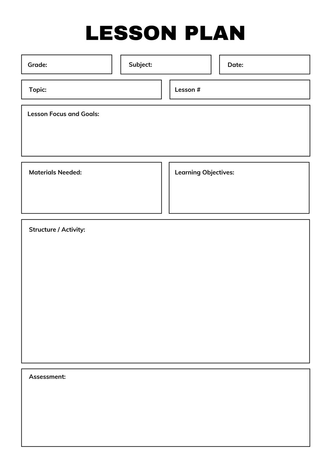 Free Printable Customizable Weekly Lesson Plan Templates Canva