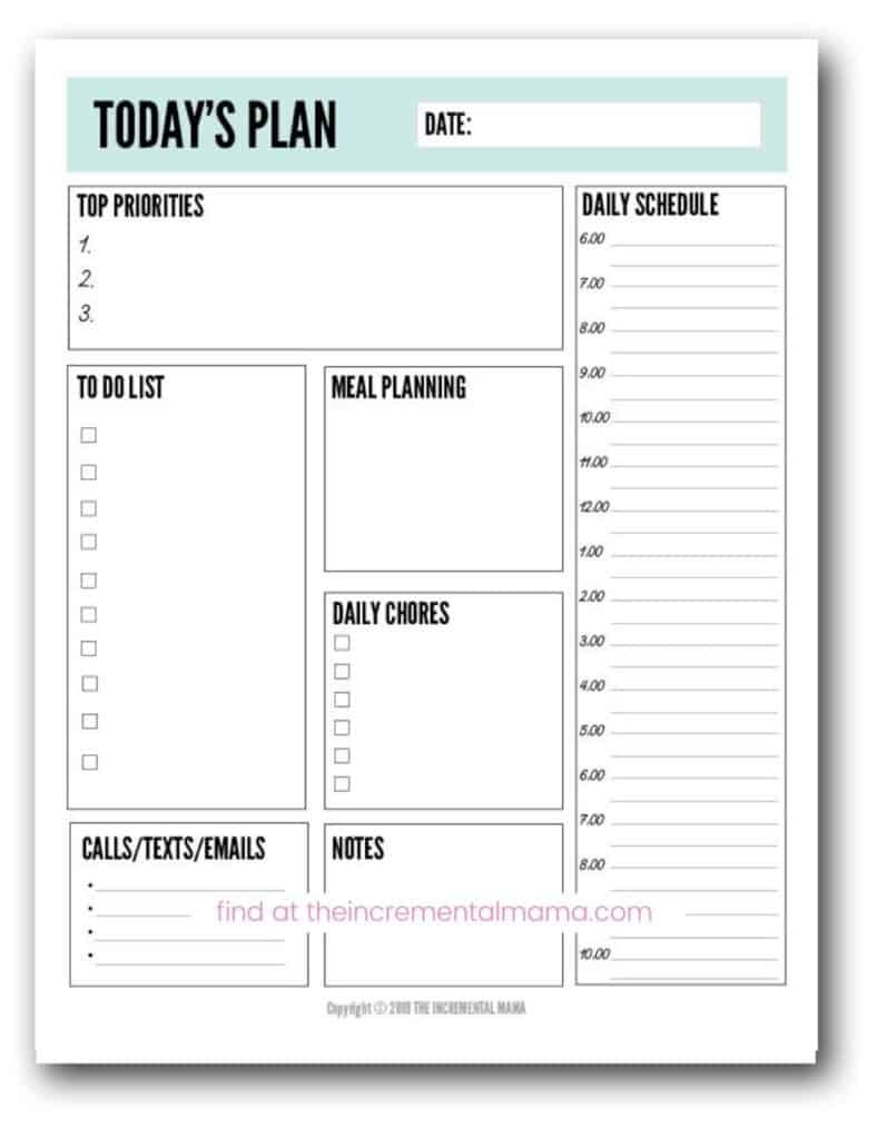 Daily Schedule Template Printable Free