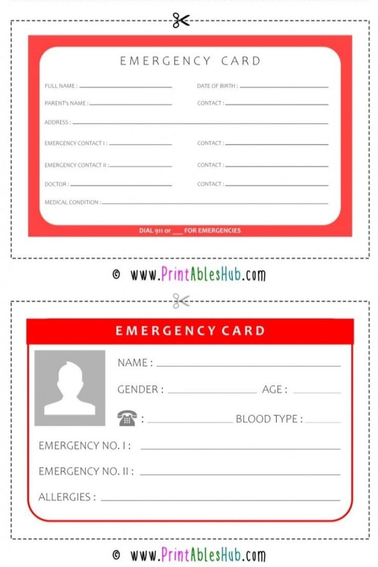 Free Printable Emergency Card Templates PDF Included 