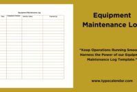 Free Printable Equipment Maintenance Log Templates PDF Excel