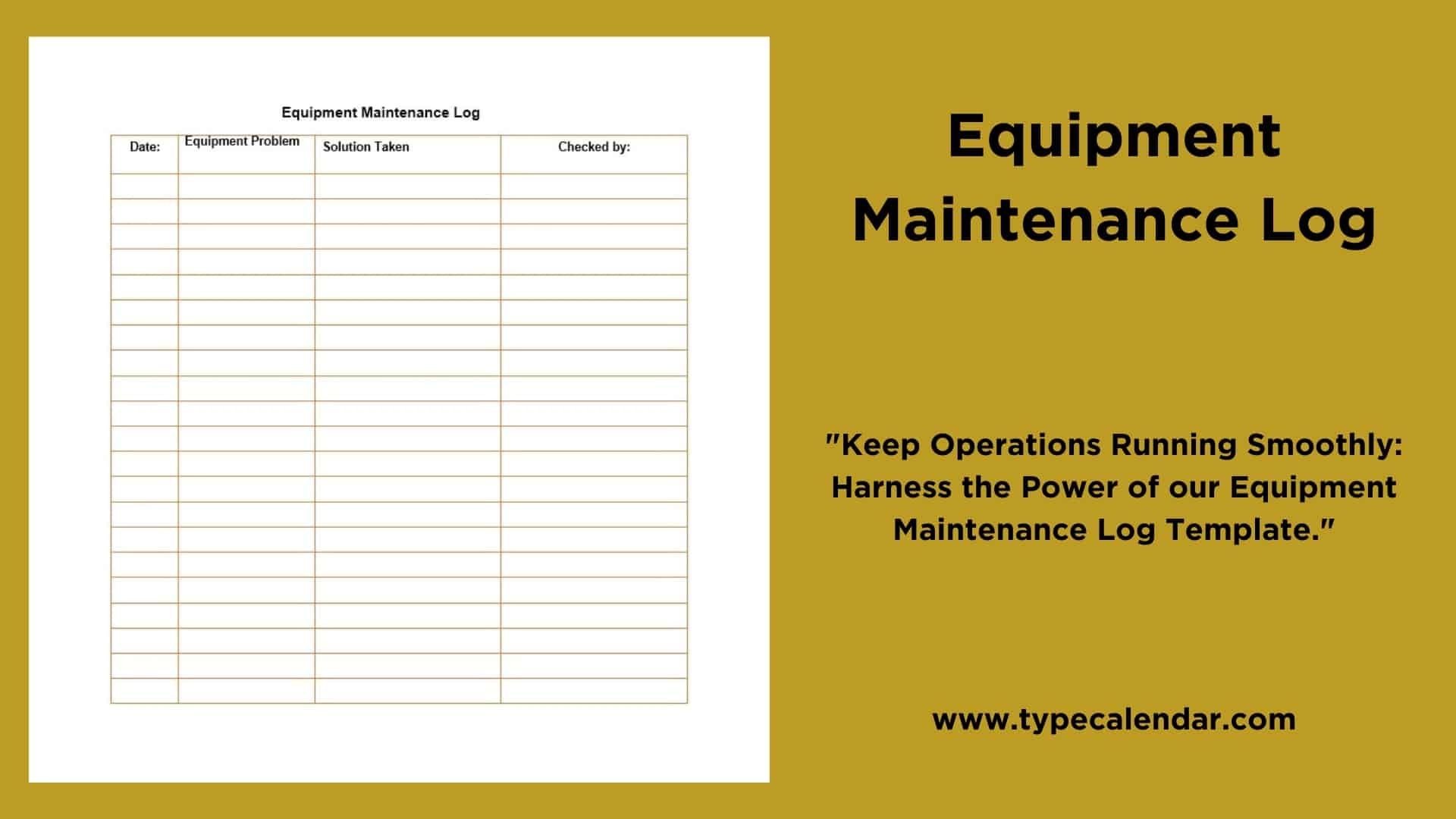 Free Printable Equipment Maintenance Log Templates PDF Excel 