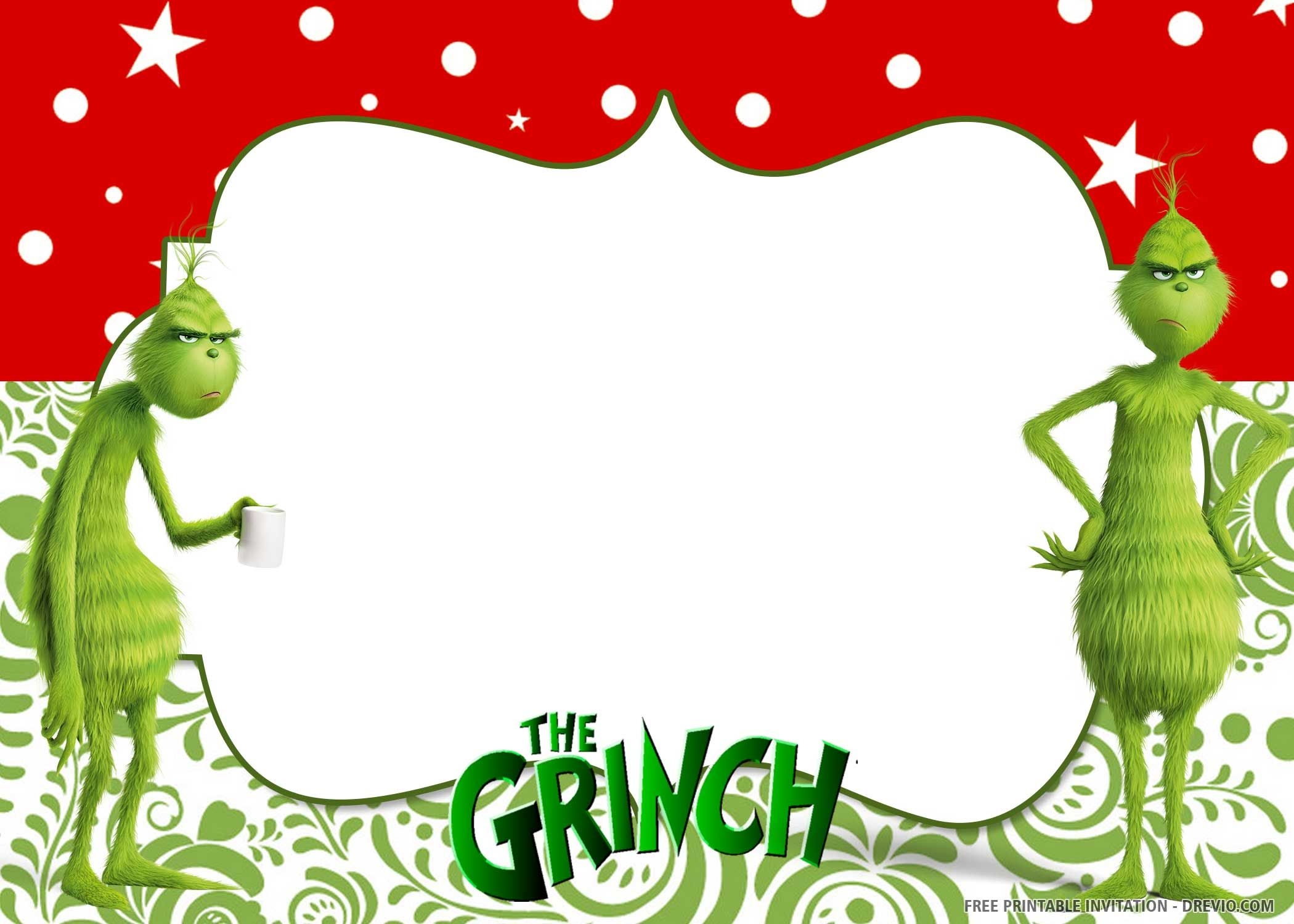 FREE PRINTABLE Grinch Birthday Invitation Templates