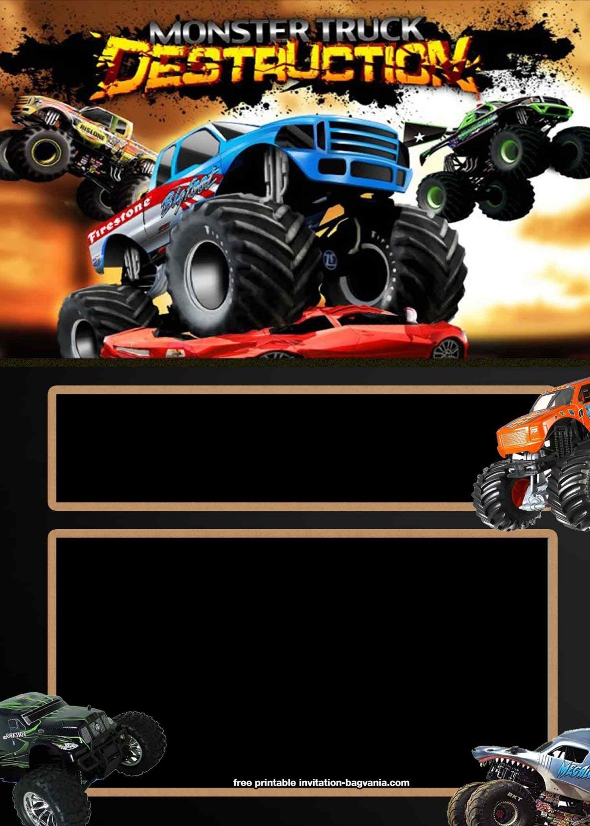 Free Printable Monster Truck Invitation Templates Free