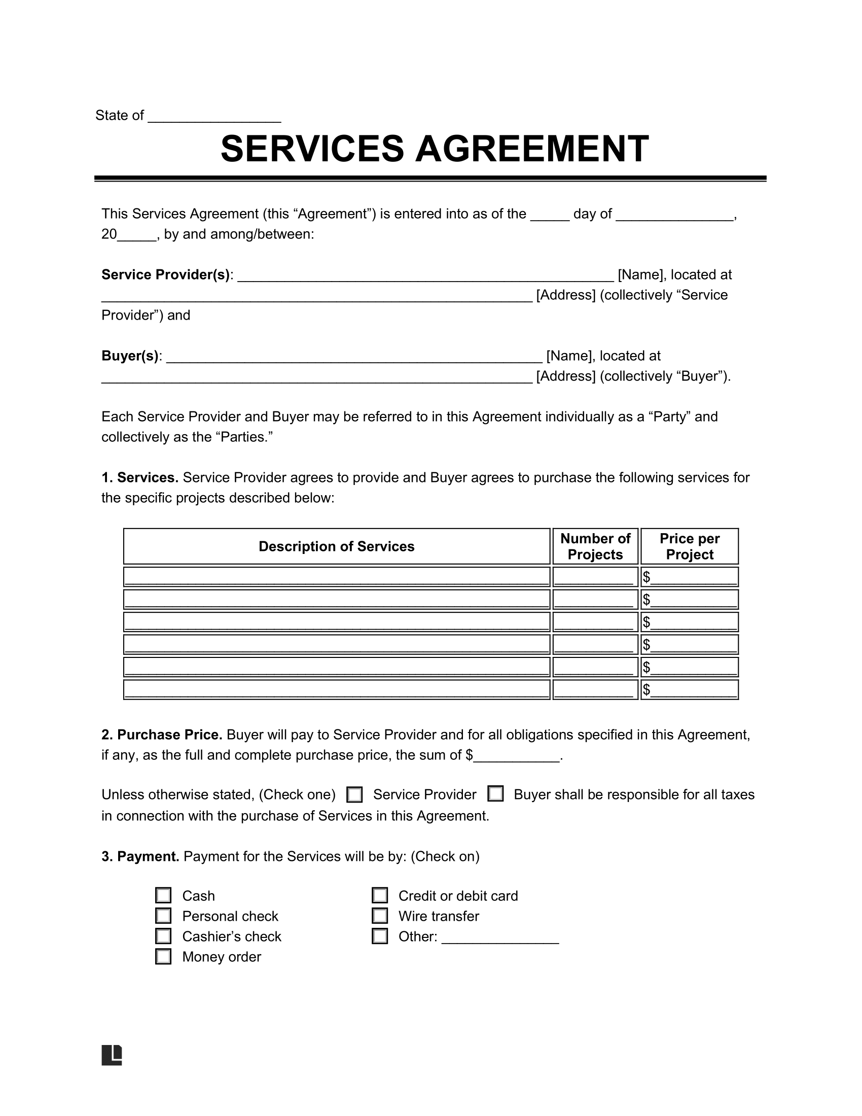 Free Service Agreement Template Generic 25 Types PDF Word