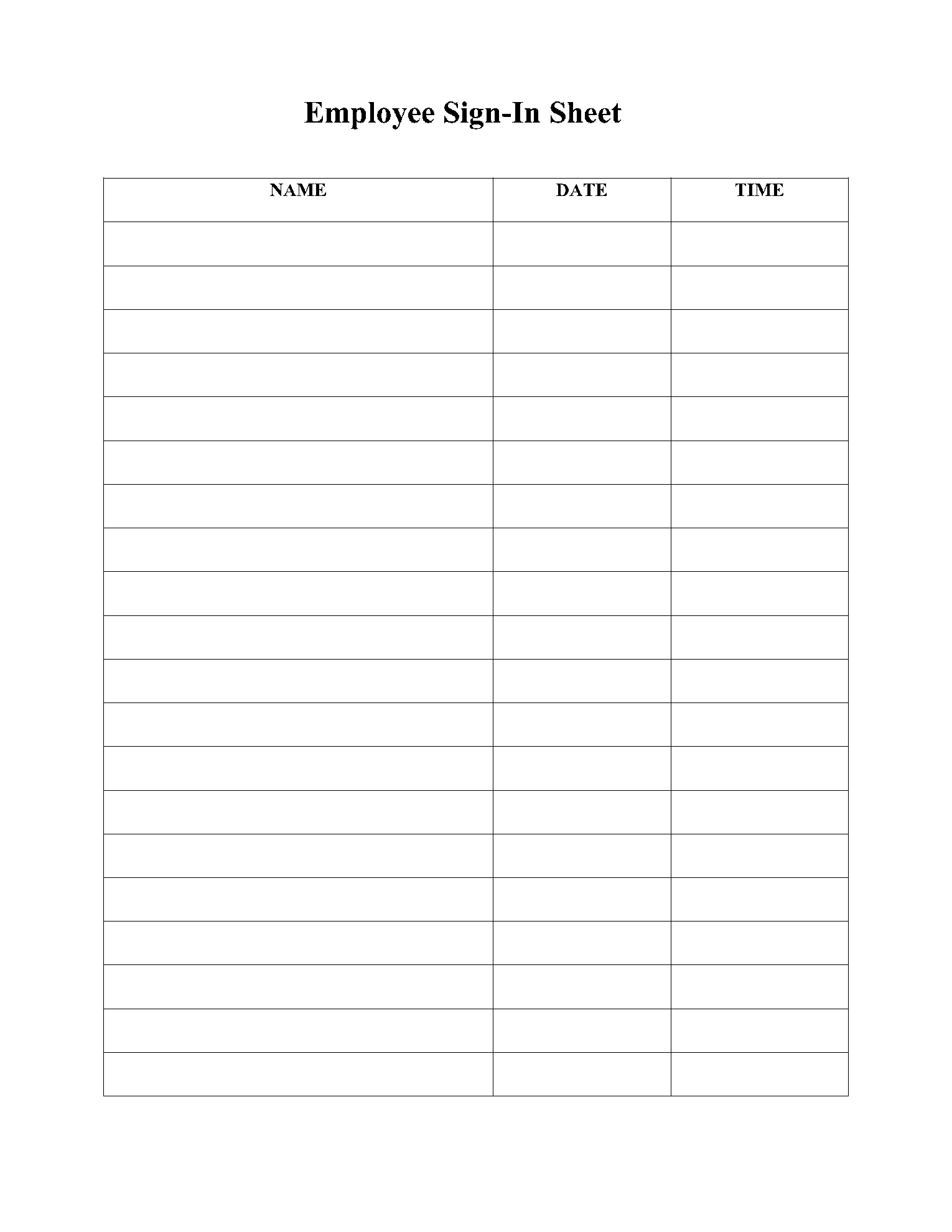 Customizable Printable Editable Signing In Sheet Template