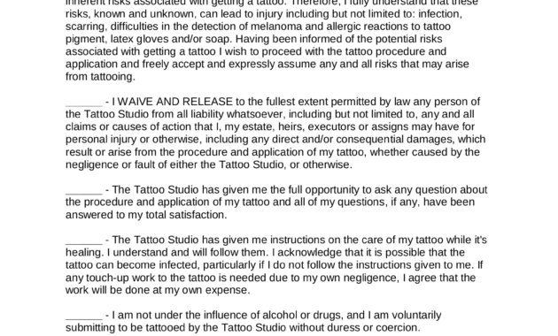 Printable Tattoo Consent Forms Printables Template Free