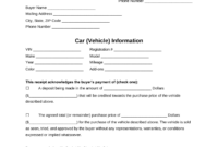 Free Vehicle Private Sale Receipt Template PDF Word EForms