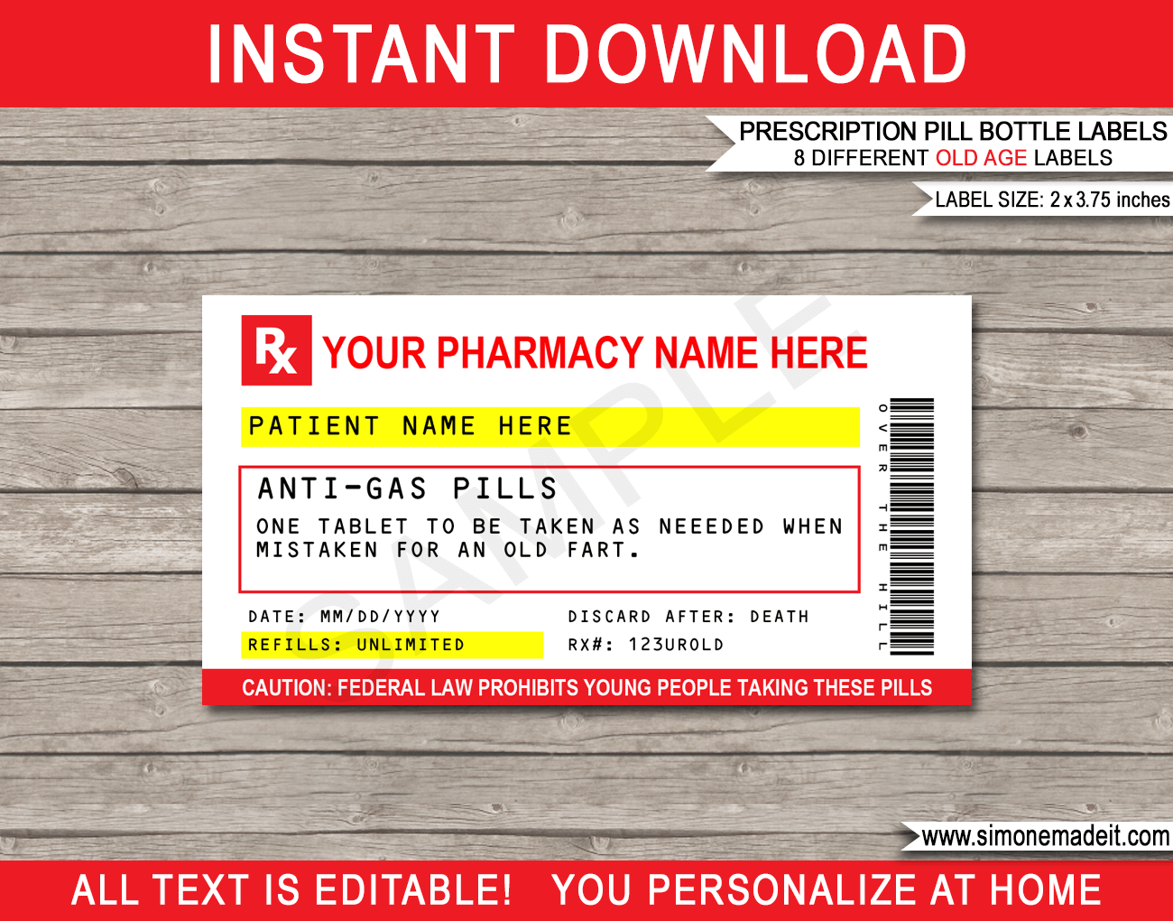 Printable Pill Bottle Label Template Free