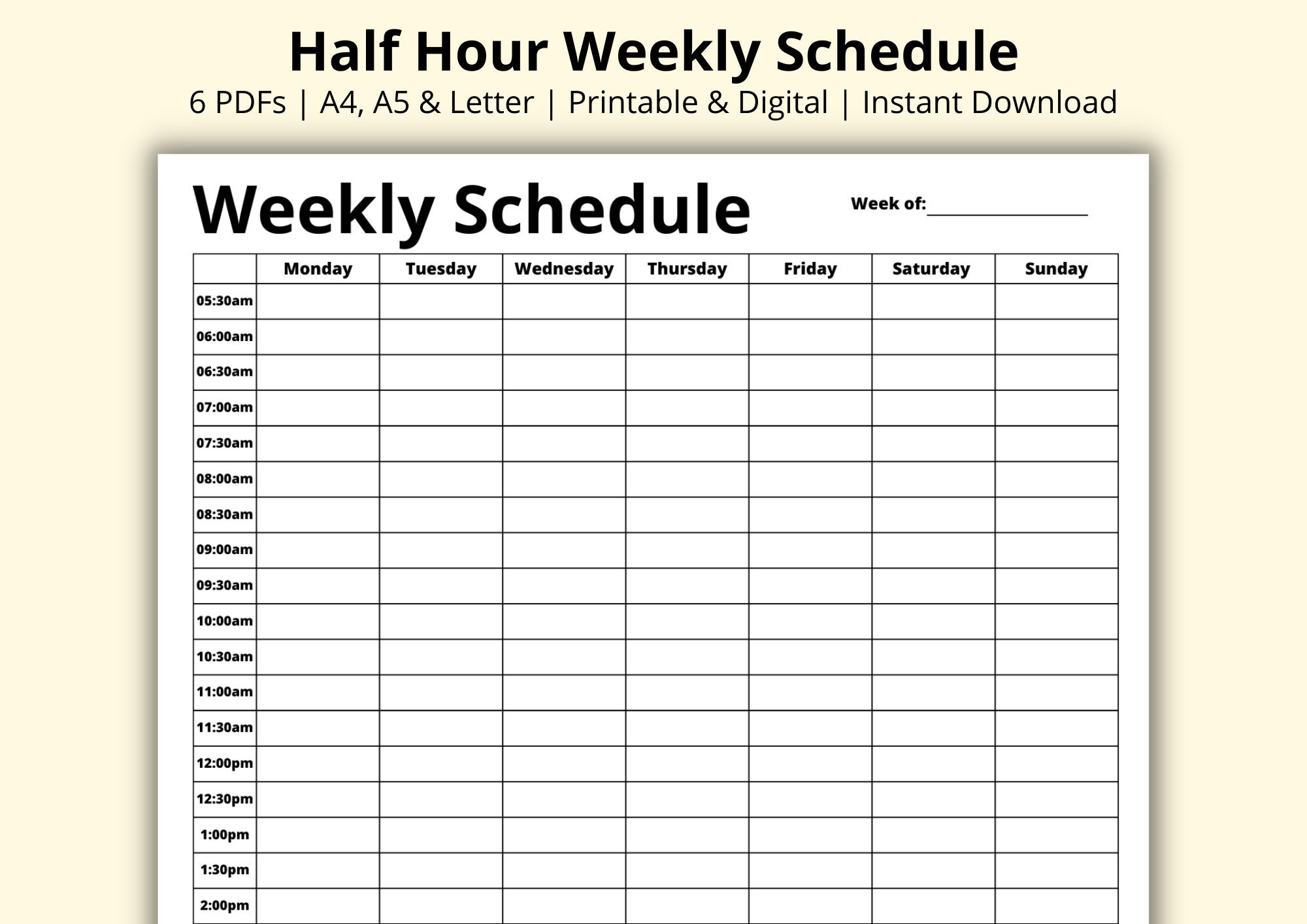 7-day Printable Weekly Schedule Template