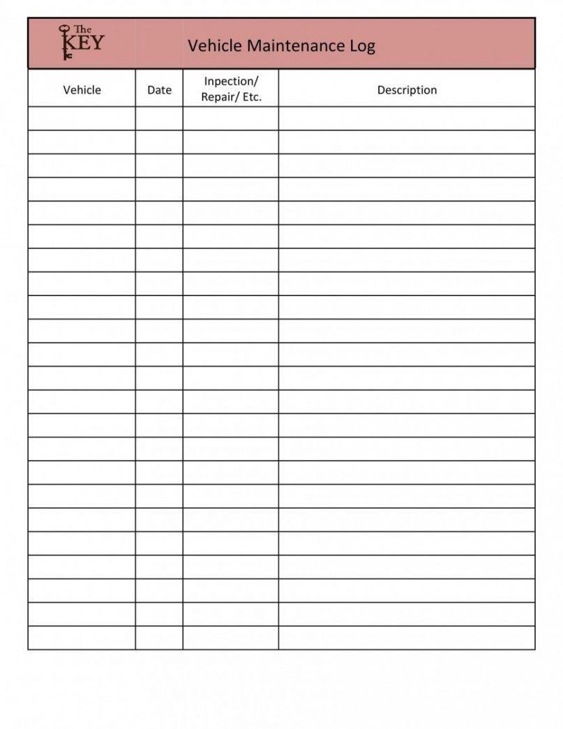 Heavy Equipment Maintenance Log Template