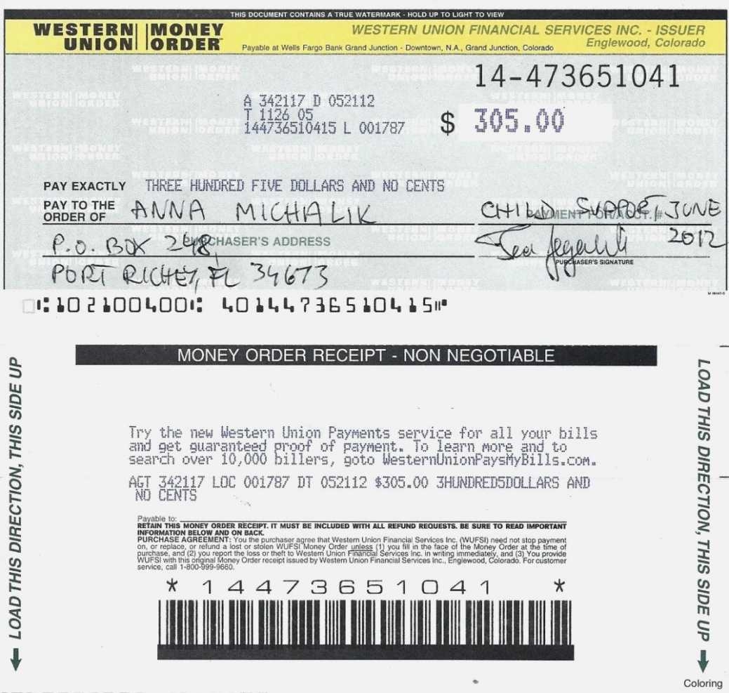 Printable Fake Money Order Template