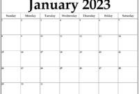 January 2023 Calendar Free Printable Calendars