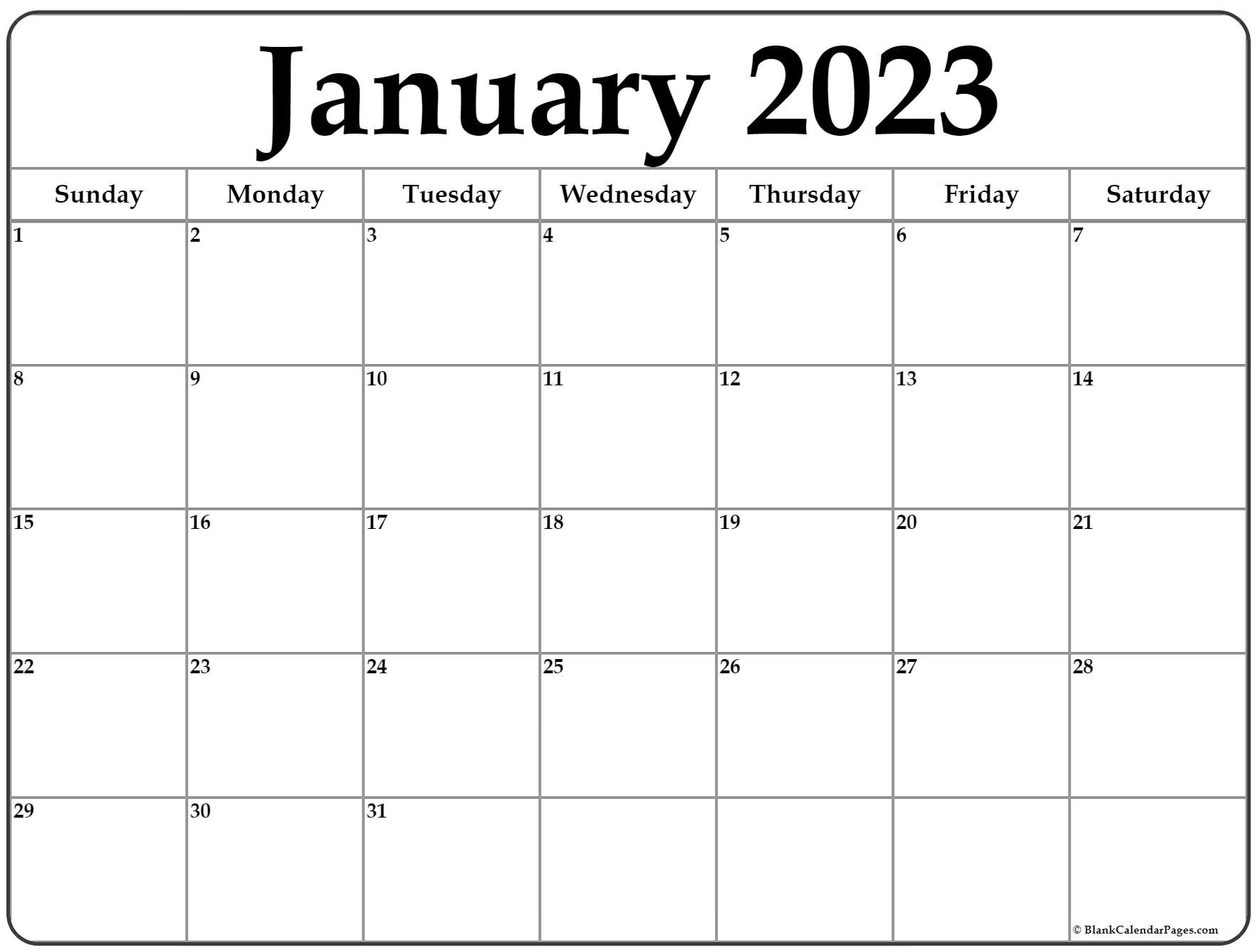 January 2023 Calendar Free Printable Calendars