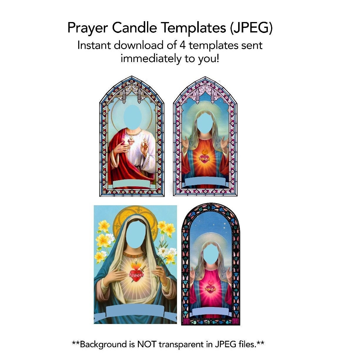 JPEG Prayer Candle Templates Set Of 4 Digital Download Templates Sent Immediately To You Etsy