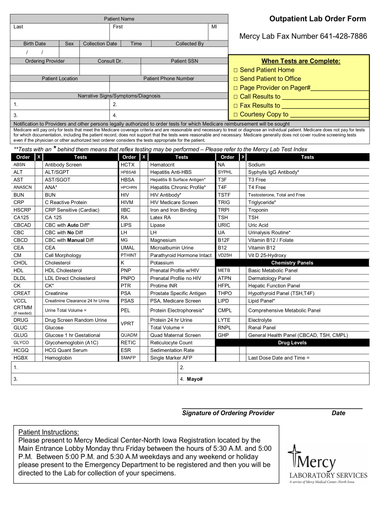 Printable Lab Requisition Form Template