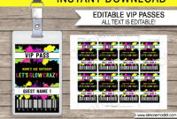 Let s Glow Crazy VIP Passes Printable Neon Theme Party Template