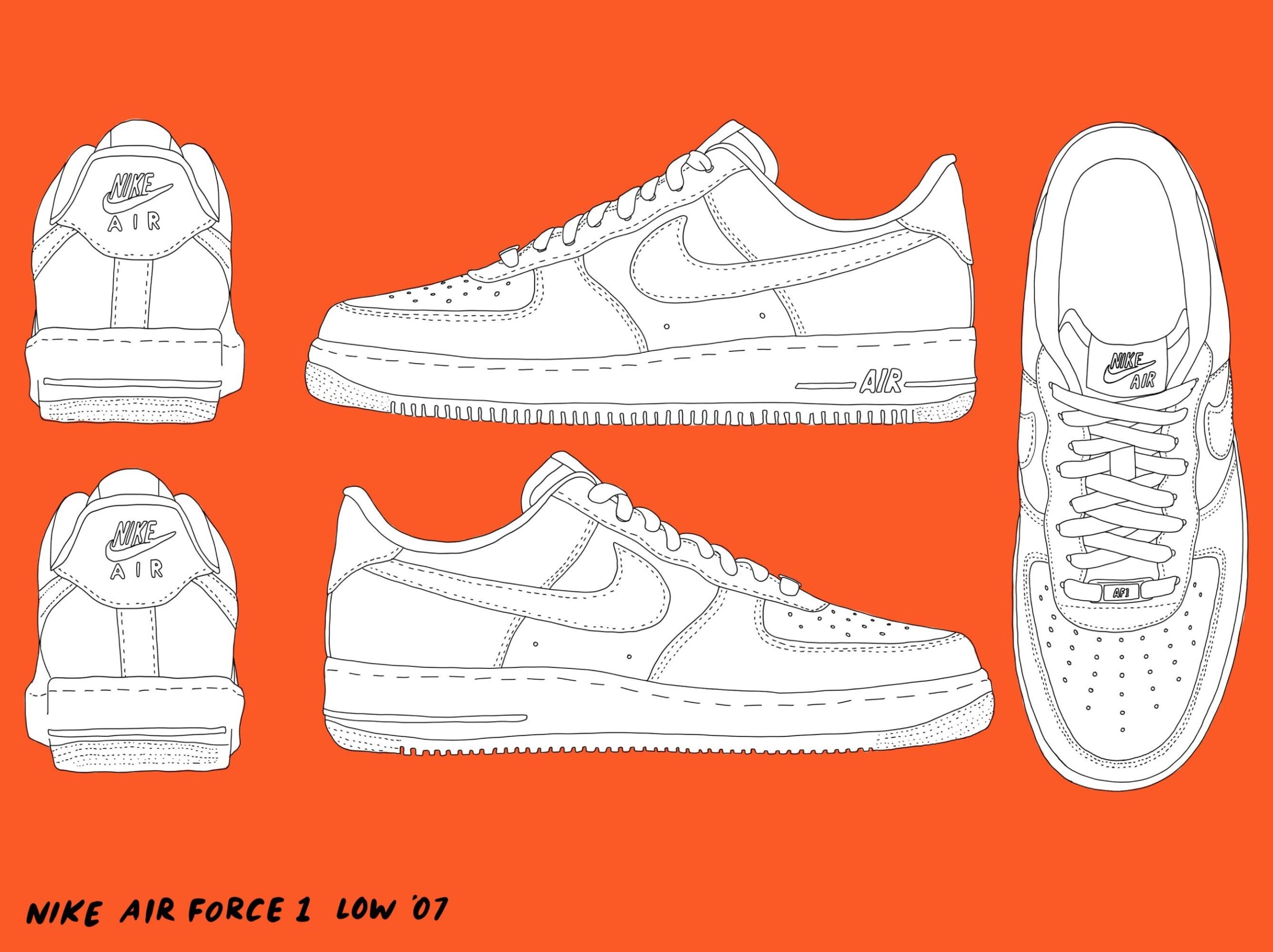 Nike Air Force 1 Low Blank Template