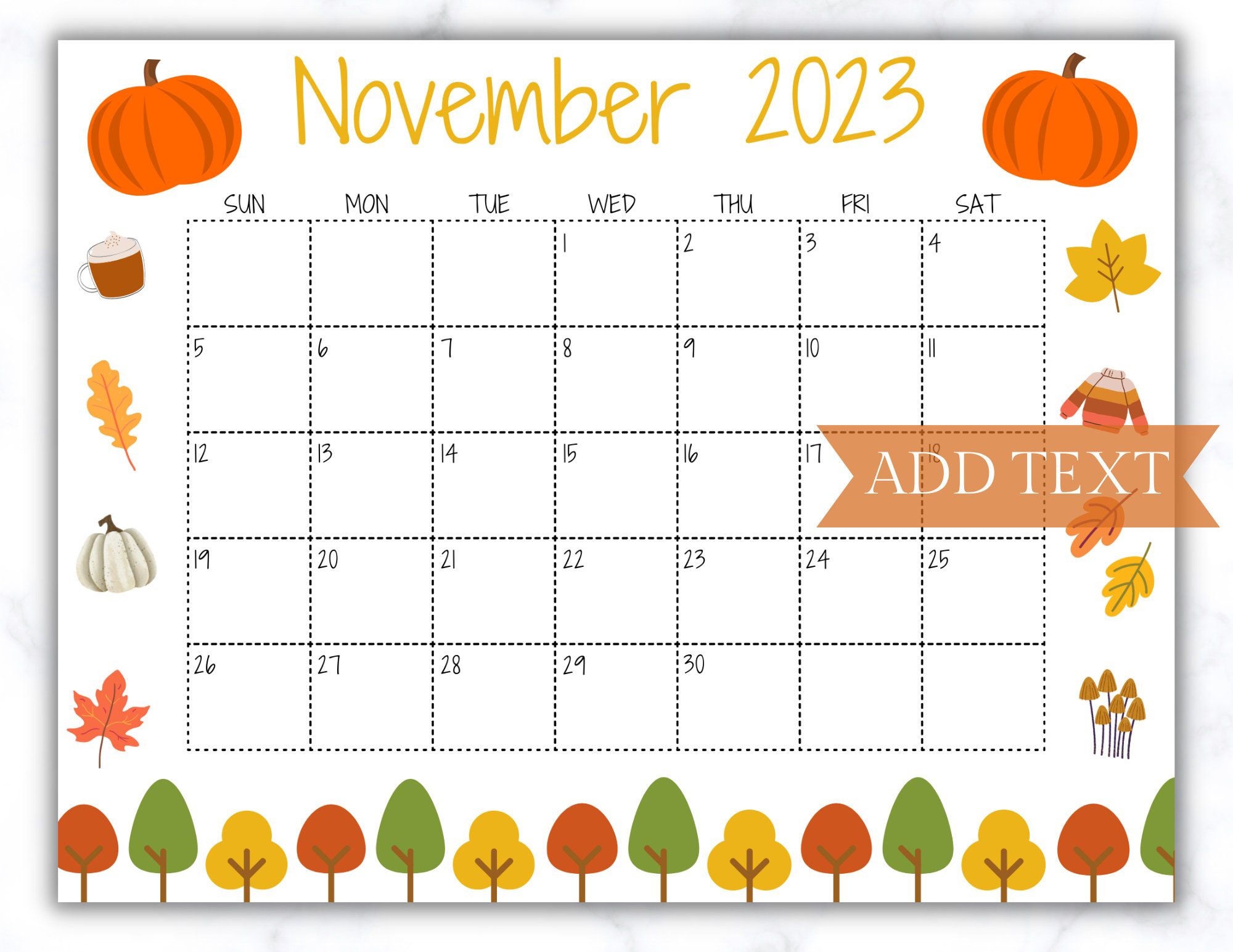 Calendar Template November 2023 Printable