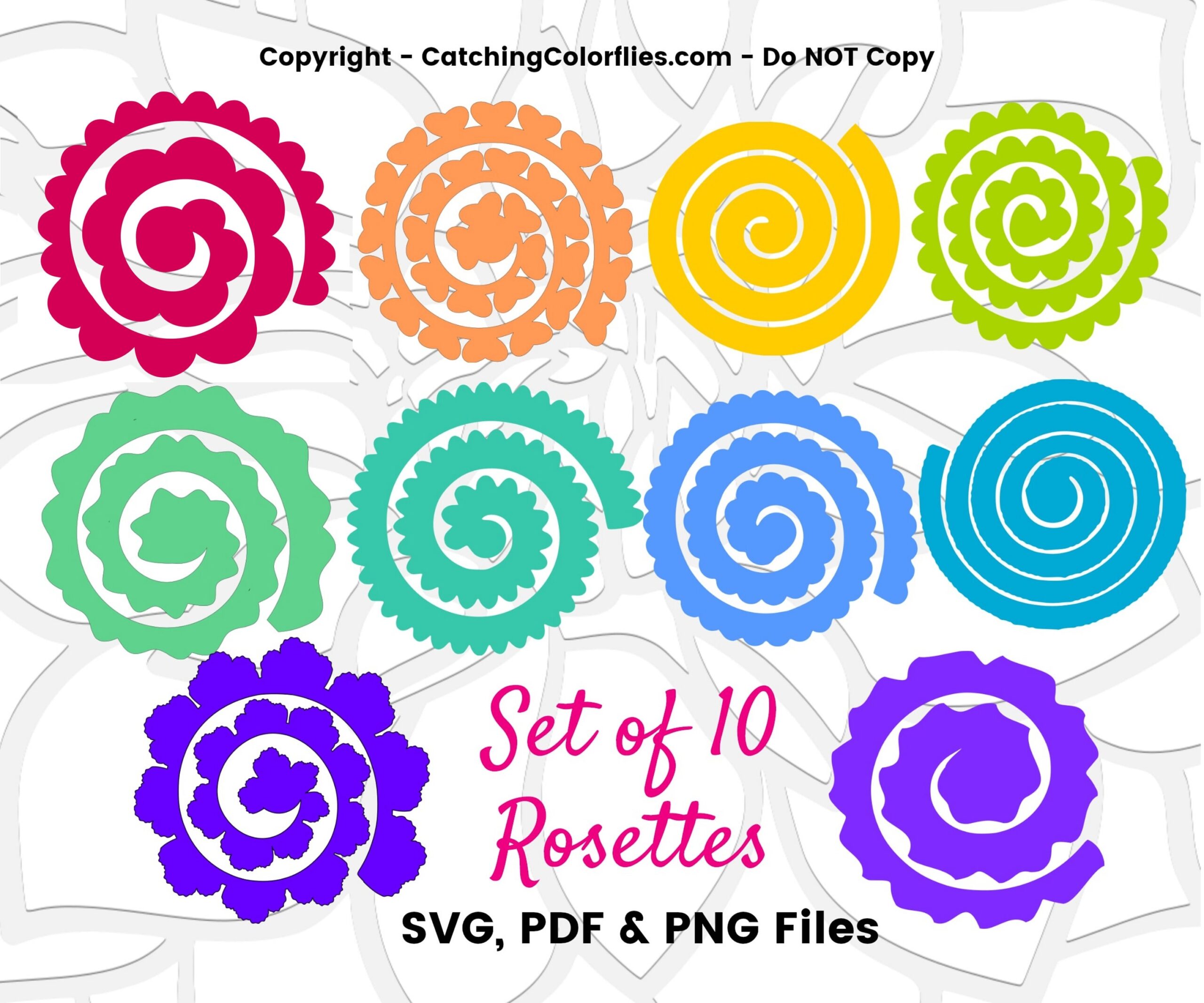 Paper Flower Rolled Rosette Templates Printable PDF Rolled Rosettes Templates Instant Download Set Of 10 Etsy