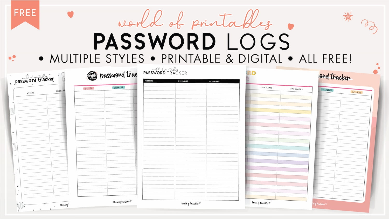 Template Free Printable Password Organizer Pdf