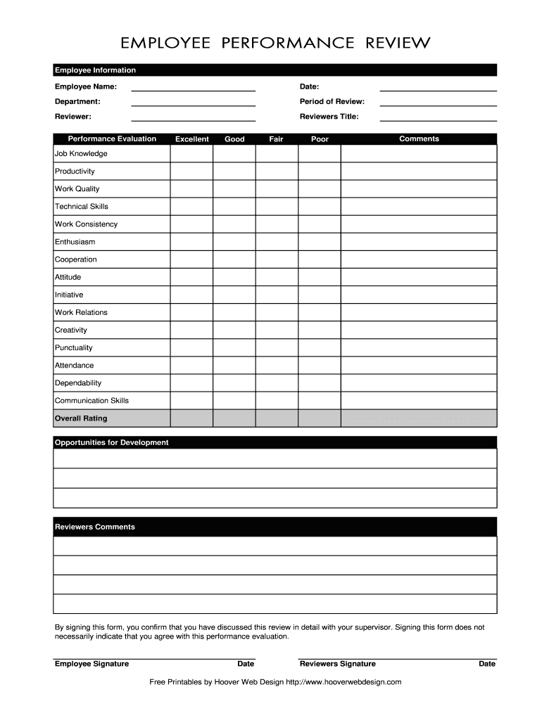 Performance Evaluation Form Fill Online Printable Fillable Blank PdfFiller