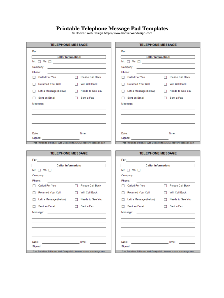 Phone Message Template Fill Online Printable Fillable Blank PdfFiller