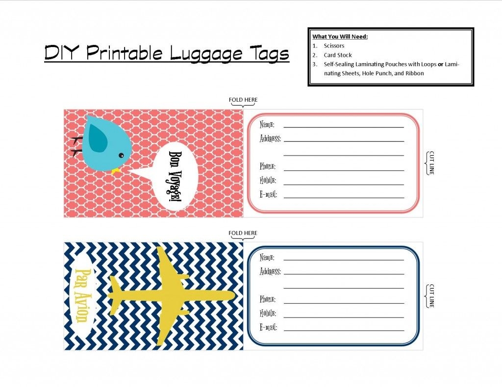 Free Printable Luggage Tag Template