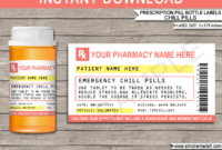 Prescription Chill Pill Labels Template Emergency Chill Pills Gag Gift