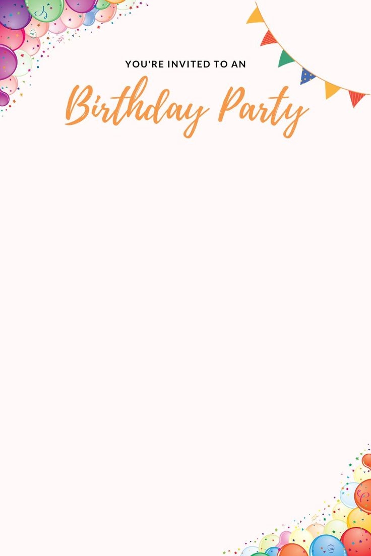 Printable Birthday Party Invitation Card Blank Template Free PDF