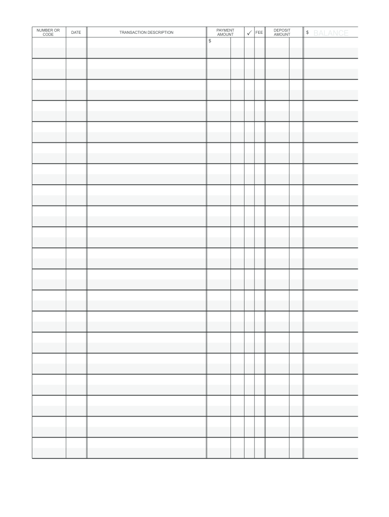 Printable Check Register Fill Online Printable Fillable Blank PdfFiller