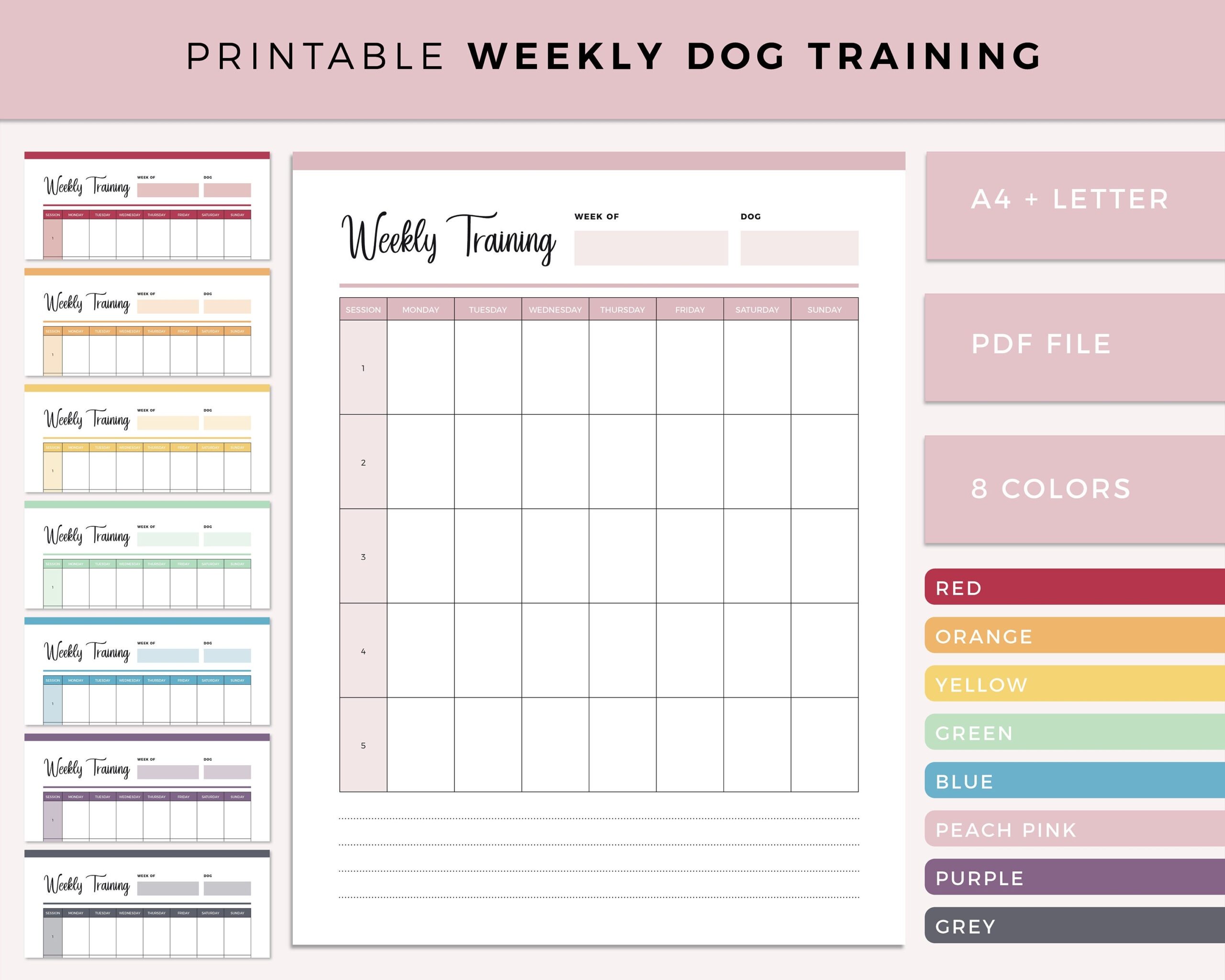 Printable Dog Training Schedule Puppy Training Planner Rescue Dog Training Service Dog Training A4 And US Letter Size Planner Template Etsy