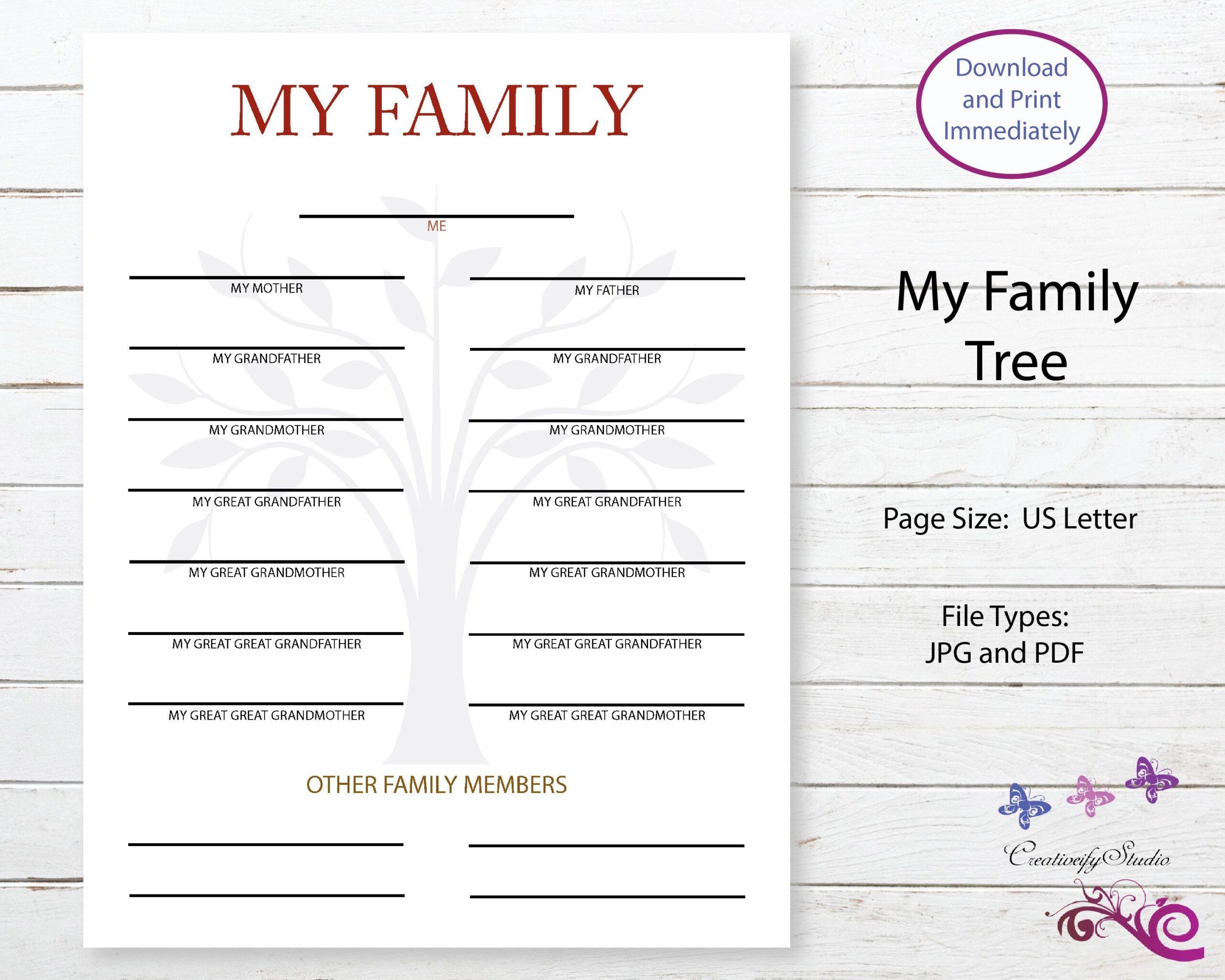 Printable Family Tree Book Template