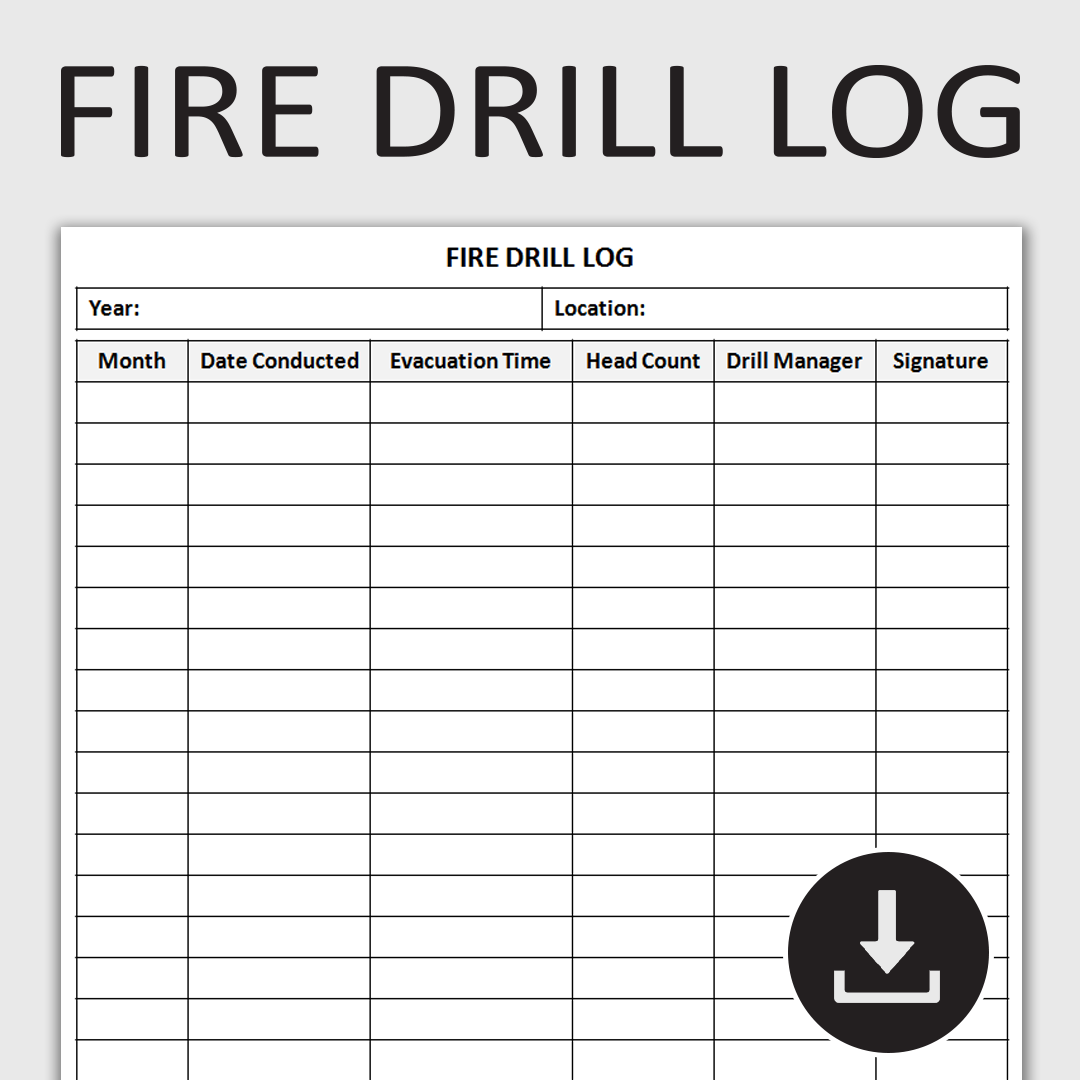 Printable Fire Drill Form Template