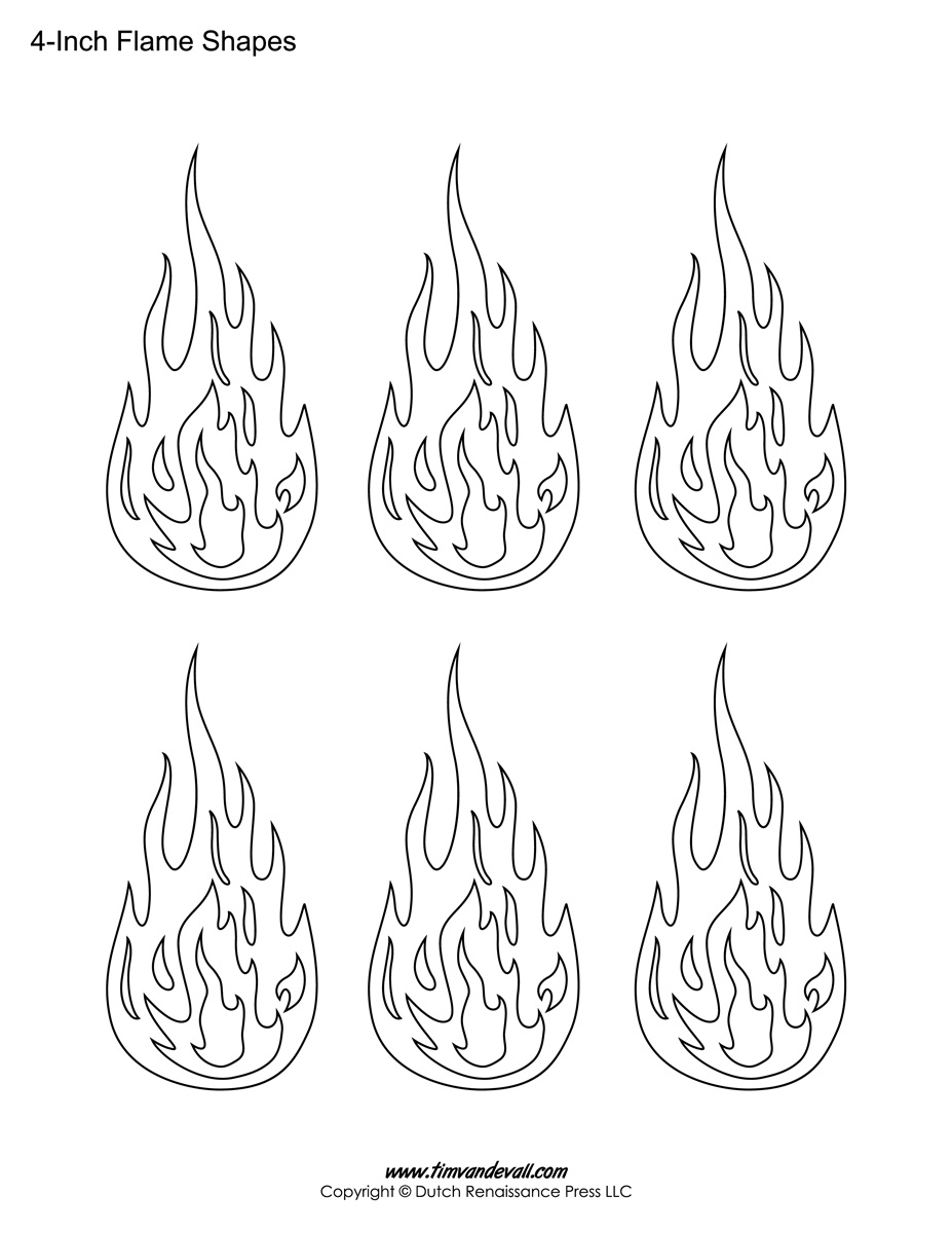 Printable Flame Stickers Flame Templates Flame Shapes