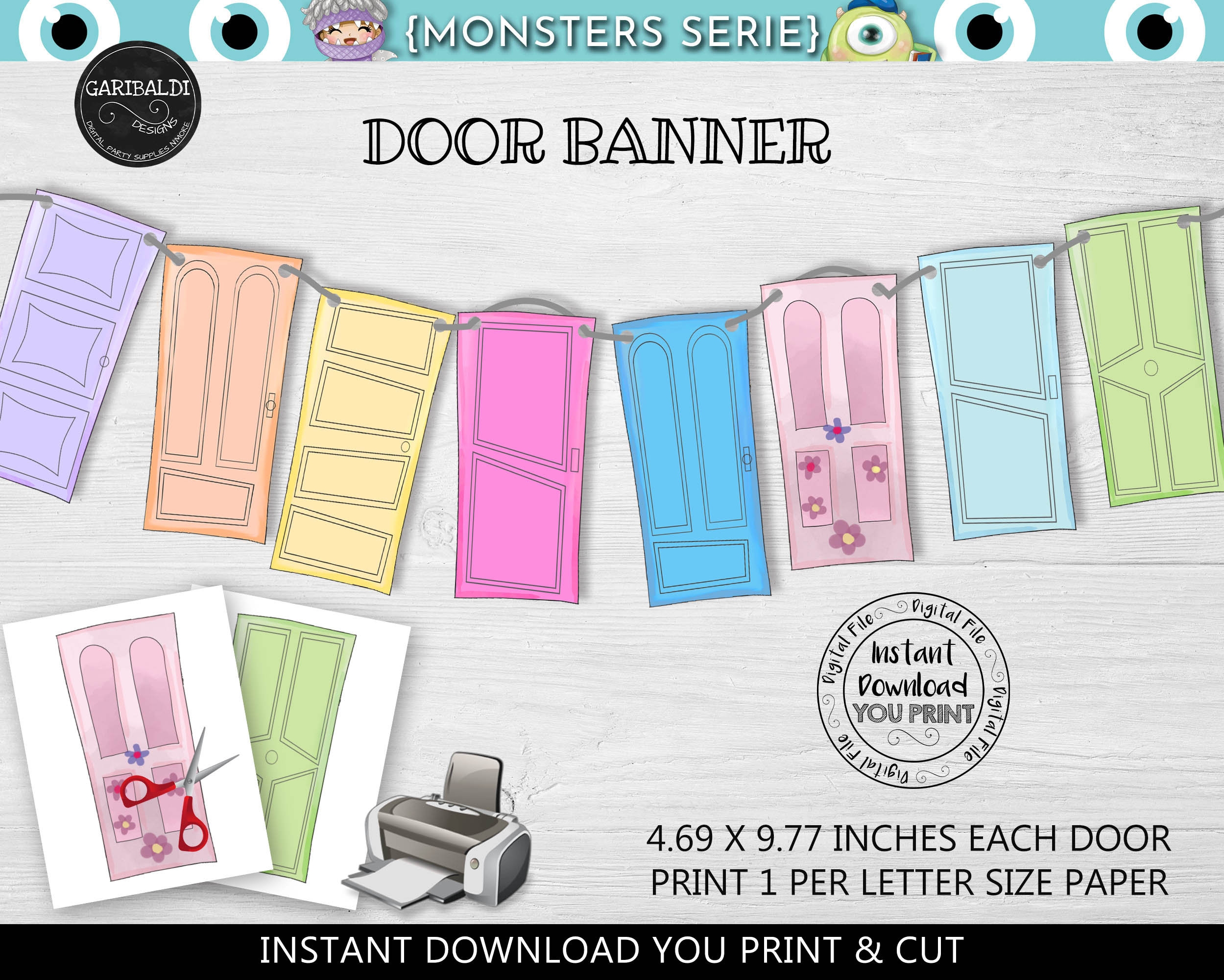 Printable Monsters Banner Monsters Doors Banner Monsters Baby Shower Banner Monsters Party Banner Monsters Birthday Party Supplies MINC Etsy Denmark