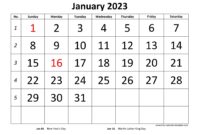 Printable Monthly Calendar 2023 Free calendar template