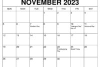 Printable November 2023 Calendar Apache OpenOffice Templates