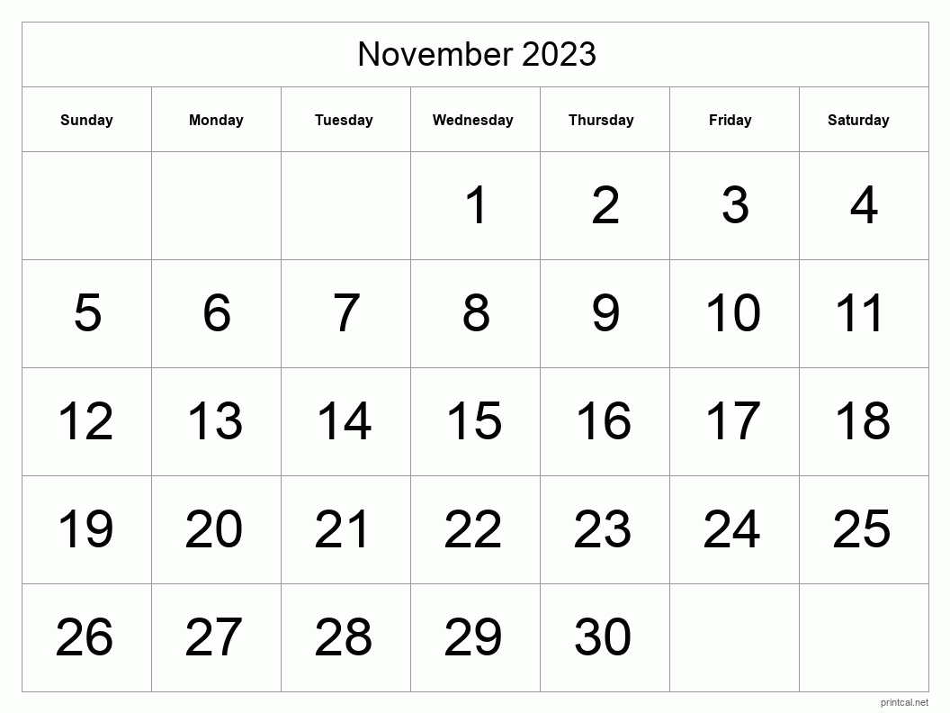 Printable November 2023 Calendar Free Printable Calendars