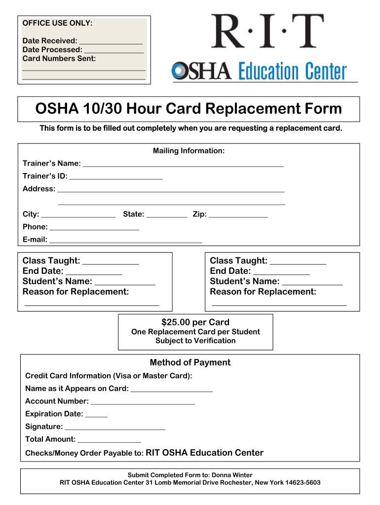 Printable Osha 30 Card Template Fill Online Printable Fillable Blank PdfFiller