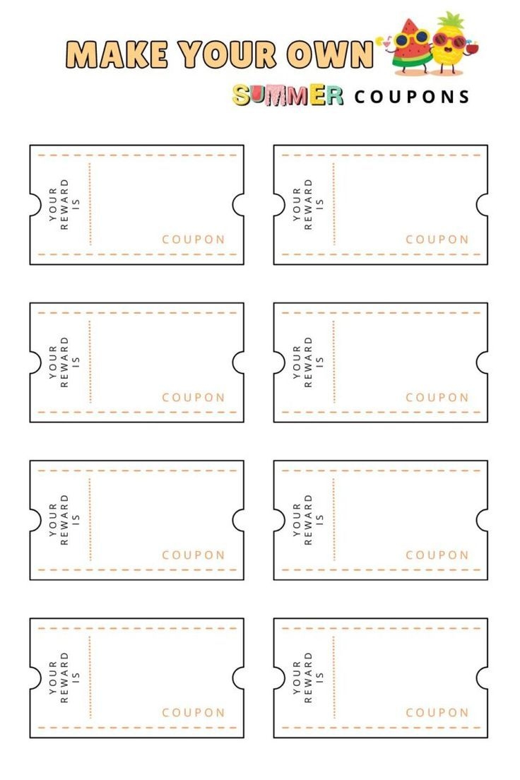 Printable Summer Reward Coupon Templates