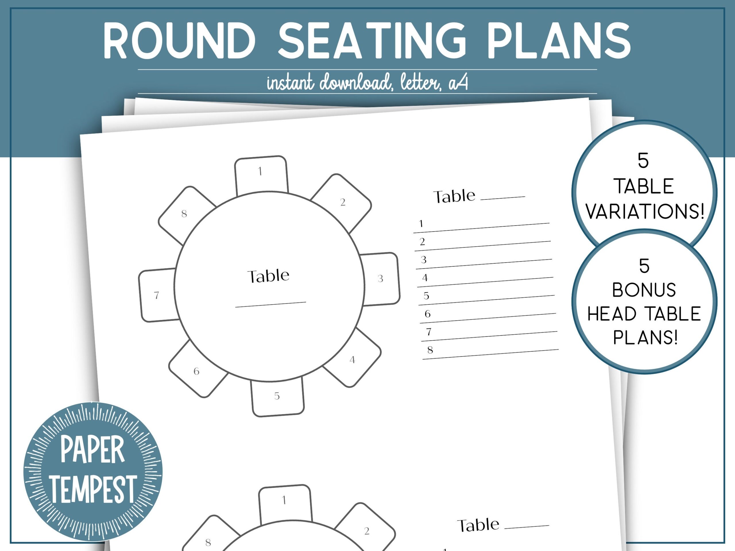 Printable Wedding Table Seating Chart Template Round Table Seating Planner Event Table Seating Arrangement Head Table Plans Seat Map Etsy