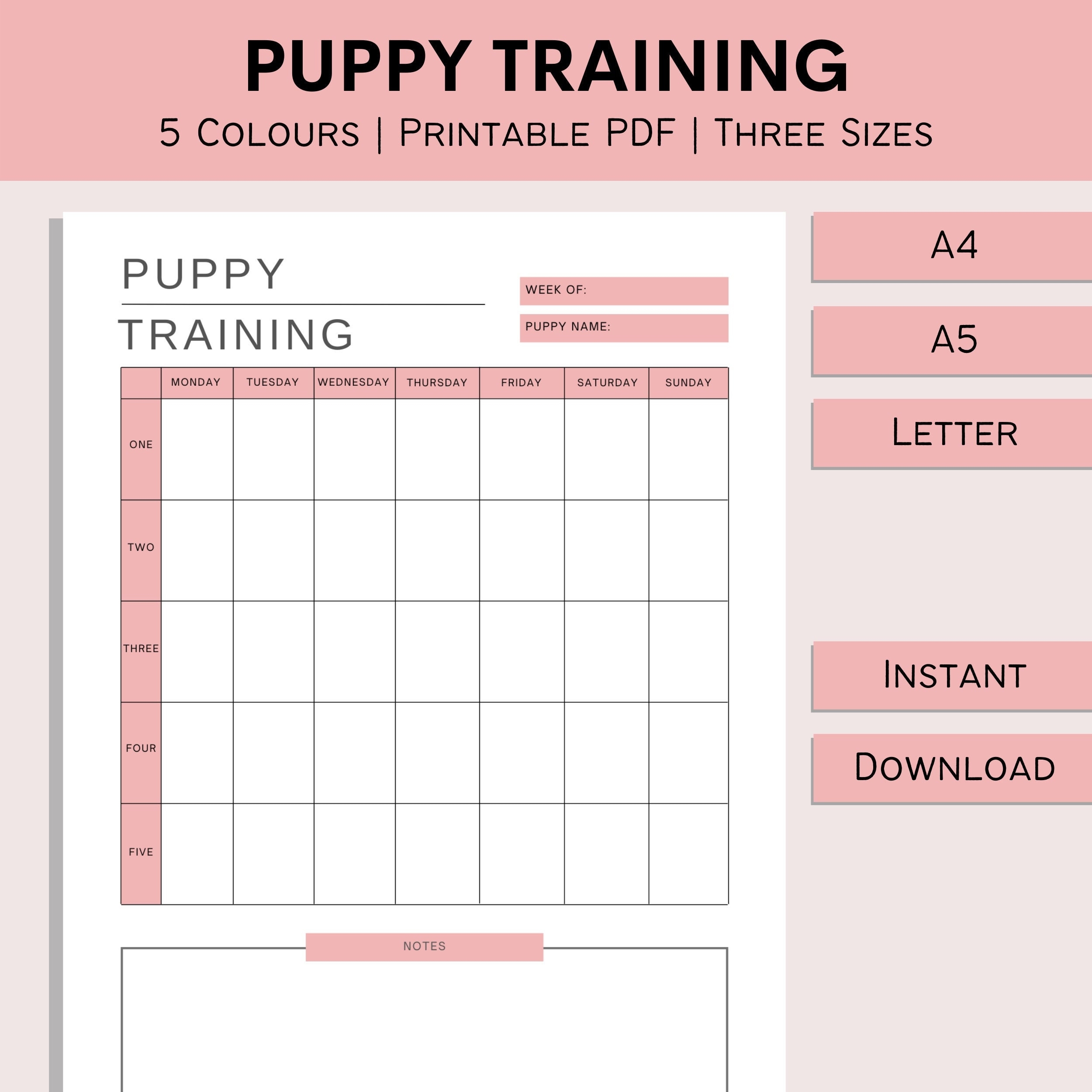 Printable Dog Training Plan Template