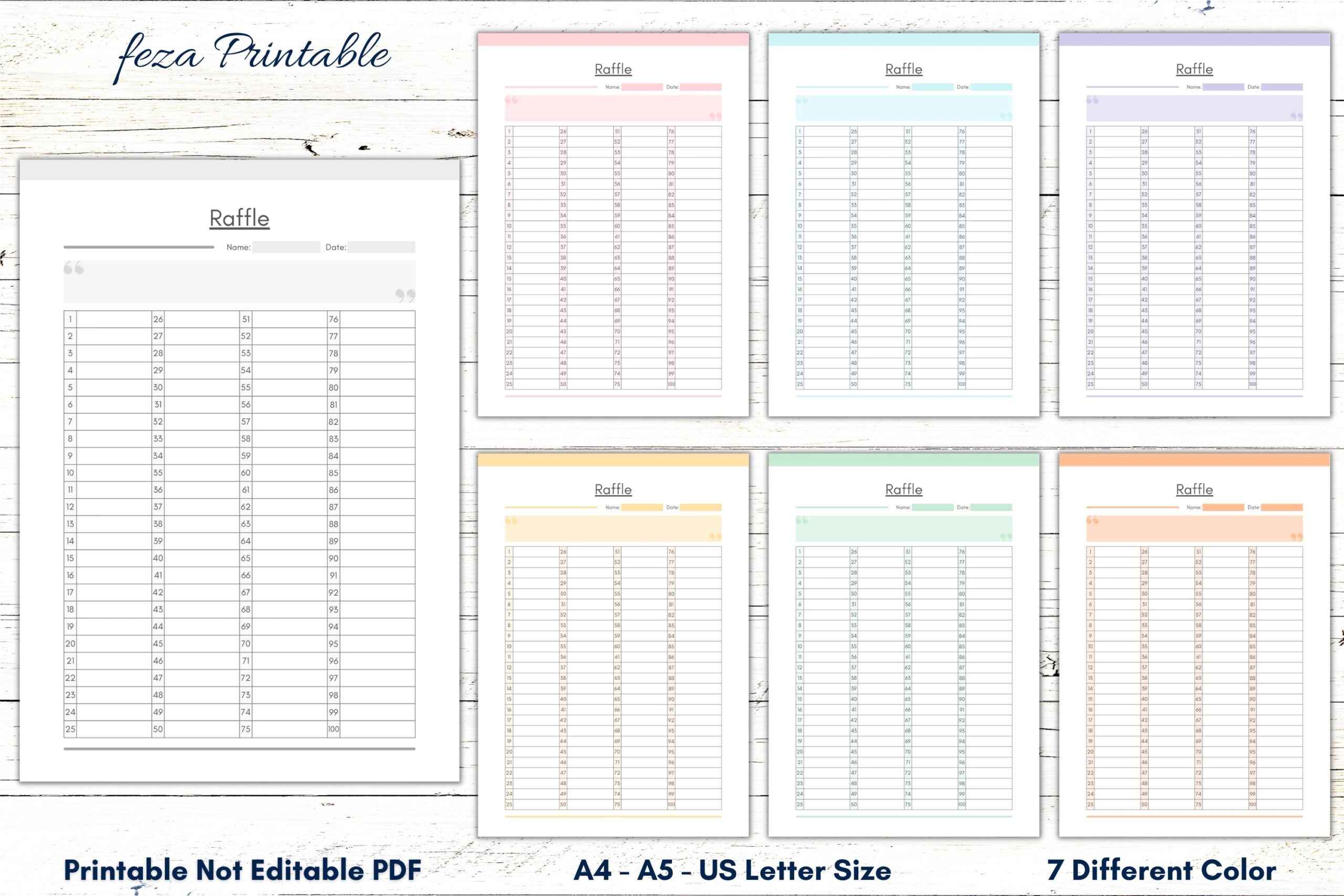 Raffle List Printable Template Blank List Numbered Raffle Template Blank List Printable PDF Instant Download A4 A5 US Letter Etsy